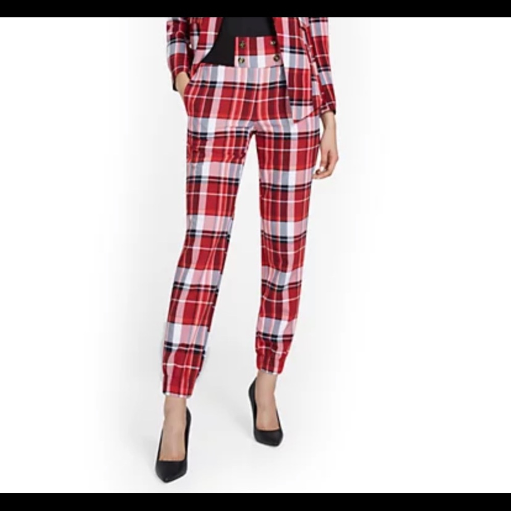 New York & Co. Plaid High Waist Jogger Pant - Picture 7 of 16